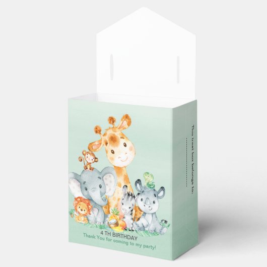 水彩可愛いサファリジャングルガール誕生日 フェイバーボックス (オープン)