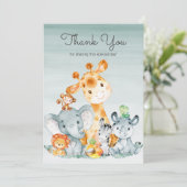 水彩可愛いサファリジャングル動物ありがとう サンキューカード (スタンド正面)