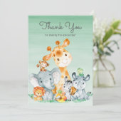 水彩可愛いサファリジャングル動物ありがとう サンキューカード (スタンド正面)