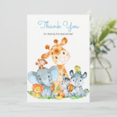 水彩可愛いサファリジャングル動物ありがとう サンキューカード (スタンド正面)