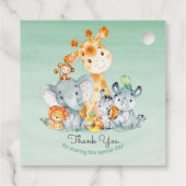 水彩可愛いサファリジャングル動物ありがとう フェイバータグ (裏面)