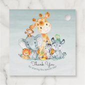 水彩可愛いサファリジャングル動物ありがとう フェイバータグ (裏面)