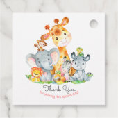 水彩可愛いサファリジャングル動物ありがとう フェイバータグ (裏面)