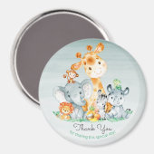 水彩可愛いサファリジャングル動物ありがとう マグネット (正面/裏面)