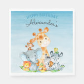 水彩可愛いサファリジャングル動物誕生日 スタンダードランチョンナプキン (正面)