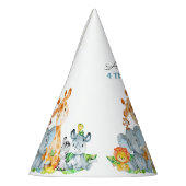 水彩可愛いサファリジャングル動物誕生日 パーティーハット (左)