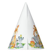 水彩可愛いサファリジャングル動物誕生日 パーティーハット (裏面)