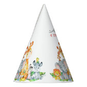水彩可愛いサファリジャングル動物誕生日 パーティーハット (左)