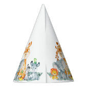 水彩可愛いサファリジャングル動物誕生日 パーティーハット (裏面)