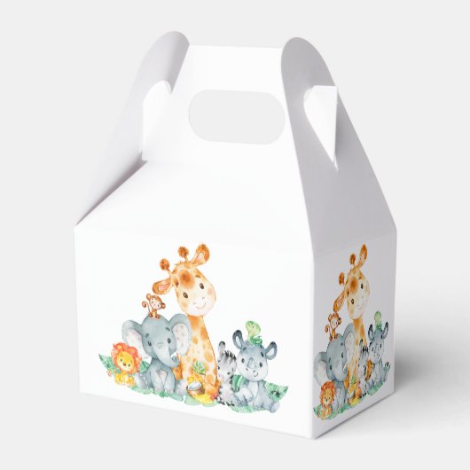 水彩可愛いサファリジャングル動物誕生日 フェイバーボックス (裏面サイド)