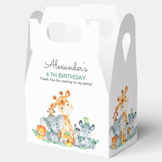 水彩可愛いサファリジャングル動物誕生日 フェイバーボックス (オープン)
