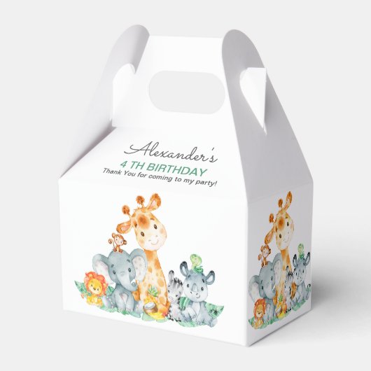 水彩可愛いサファリジャングル動物誕生日 フェイバーボックス (正面サイド)