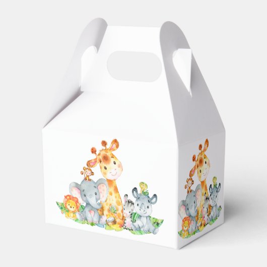 水彩可愛いサファリジャングル動物誕生日 フェイバーボックス (裏面サイド)