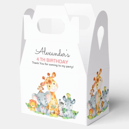 水彩可愛いサファリジャングル動物誕生日 フェイバーボックス (オープン)