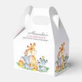 水彩可愛いサファリジャングル動物誕生日 フェイバーボックス