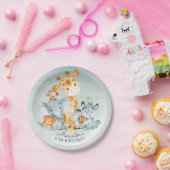 水彩可愛いサファリジャングル動物誕生日 ペーパープレート (パーティー)