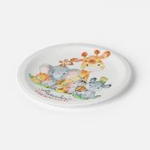 水彩可愛いサファリジャングル動物誕生日 ペーパープレート (アングル)