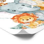 水彩可愛いサファリジャングル動物誕生日 ポスター (角)