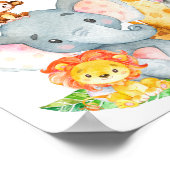 水彩可愛いサファリジャングル動物誕生日 ポスター (角)