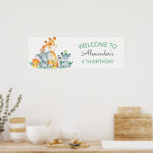 水彩可愛いサファリジャングル動物誕生日 ポスター (キッチン)