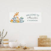 水彩可愛いサファリジャングル動物誕生日 ポスター (キッチン)