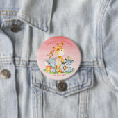 水彩可愛いサファリジャングル動物誕生日 缶バッジ (インサイチュ)