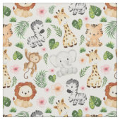 水彩可愛いサファリ子供へ動物 ファブリック (クローズアップ)