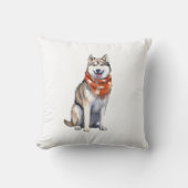 水彩可愛いシベリアのハスキー犬 クッション (正面)