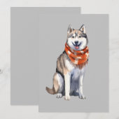 水彩可愛いシベリアのハスキー犬 シーズンカード (正面/裏面)