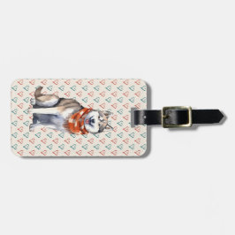 水彩可愛いシベリアのハスキー犬 ラゲッジタグ