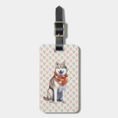 水彩可愛いシベリアのハスキー犬 ラゲッジタグ (正面縦)