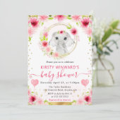 水彩可愛いジャングルエレファントベビーシャワー 招待状 (スタンド正面)