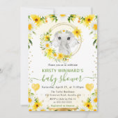 水彩可愛いジャングルエレファントベビーシャワー 招待状 (正面)