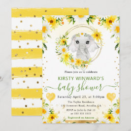 水彩可愛いジャングルエレファントベビーシャワー 招待状