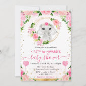 水彩可愛いジャングルエレファントベビーシャワー 招待状 (正面)