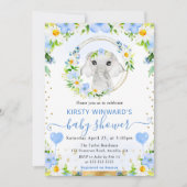 水彩可愛いジャングルエレファントベビーシャワー 招待状 (正面)