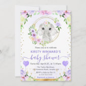 水彩可愛いジャングルエレファントベビーシャワー 招待状 (正面)