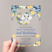 水彩可愛いジャングルエレファント子供の誕生日 アクリル招待状 (インサイチュ (ポータブル))