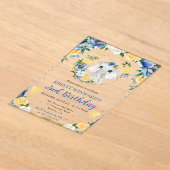 水彩可愛いジャングルエレファント子供の誕生日 アクリル招待状 (レイダウン)