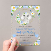 水彩可愛いジャングルエレファント子供の誕生日 アクリル招待状 (インサイチュ (ポータブル))