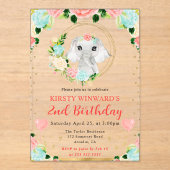 水彩可愛いジャングルエレファント子供の誕生日 アクリル招待状 (正面)