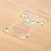 水彩可愛いジャングルエレファント子供の誕生日 アクリル招待状 (レイダウン)