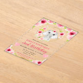 水彩可愛いジャングルエレファント子供の誕生日 アクリル招待状 (レイダウン)