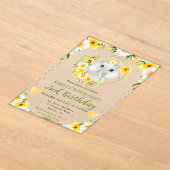 水彩可愛いジャングルエレファント子供の誕生日 アクリル招待状 (レイダウン)