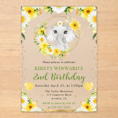 水彩可愛いジャングルエレファント子供の誕生日 アクリル招待状 (正面)