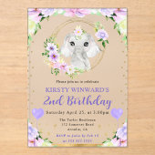 水彩可愛いジャングルエレファント子供の誕生日 アクリル招待状 (正面)