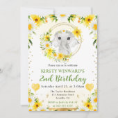 水彩可愛いジャングルエレファント子供の誕生日 招待状 (正面)