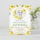 水彩可愛いジャングルエレファント子供の誕生日 招待状 (スタンド正面)