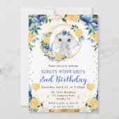 水彩可愛いジャングルエレファント子供の誕生日 招待状 (正面)