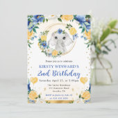 水彩可愛いジャングルエレファント子供の誕生日 招待状 (スタンド正面)